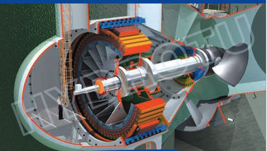 Efisiensi tinggi Jenis reaksi Bulb Hydro Turbine / turbin air untuk proyek tenaga air kepala air rendah